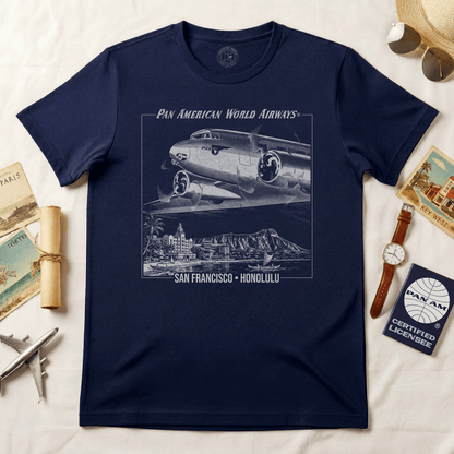 Pan Am 1950s San Francisco-Honolulu Route, Hawaii (OFFICIAL) T-Shirt Navy / S