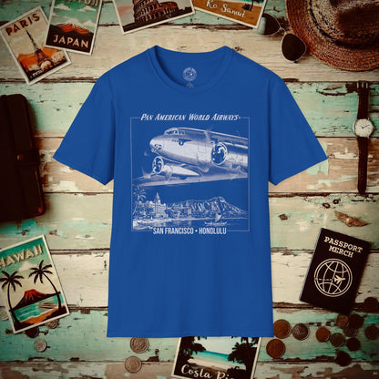 Pan Am 1950s San Francisco-Honolulu Route, Hawaii (OFFICIAL) T-Shirt Royal / S