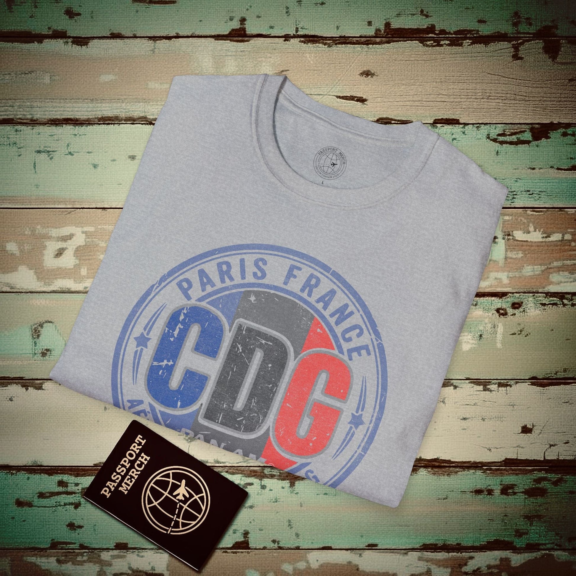 Pan Am CDG, Paris, France Vintage Airport Code (OFFICIAL) T-Shirt Sport Grey / S