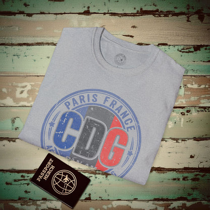 Pan Am CDG, Paris, France Vintage Airport Code (OFFICIAL) T-Shirt Sport Grey / S