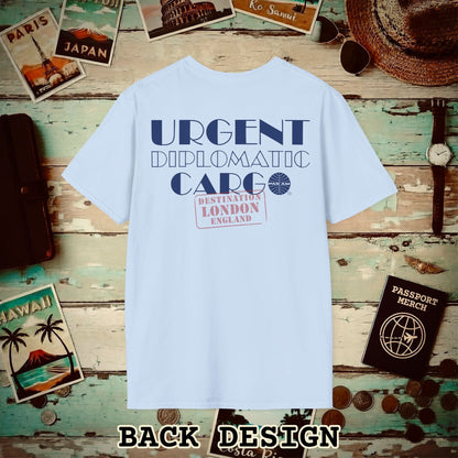 Pan Am Diplomatic Cargo - London, England (OFFICIAL) Back Print T-Shirt Light Blue / S