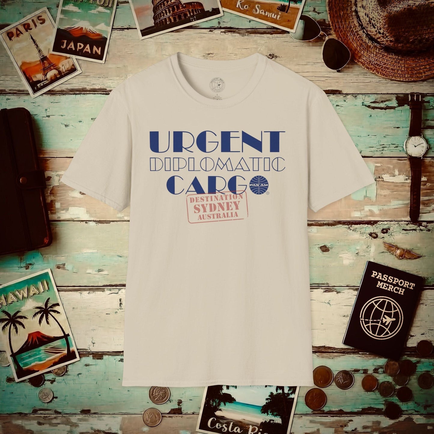 Pan Am Diplomatic Cargo - Sydney, Australia (OFFICIAL) T-Shirt Sand / S