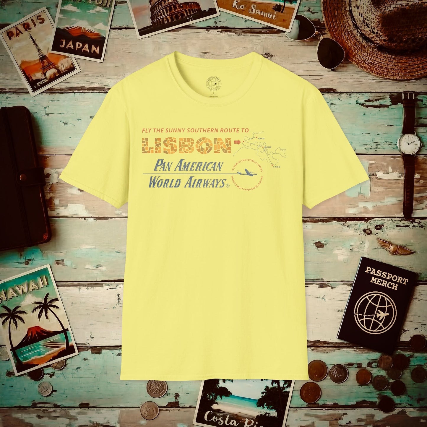 Pan Am Europe Sunny Southern Route (OFFICIAL) T-Shirt Cornsilk / S
