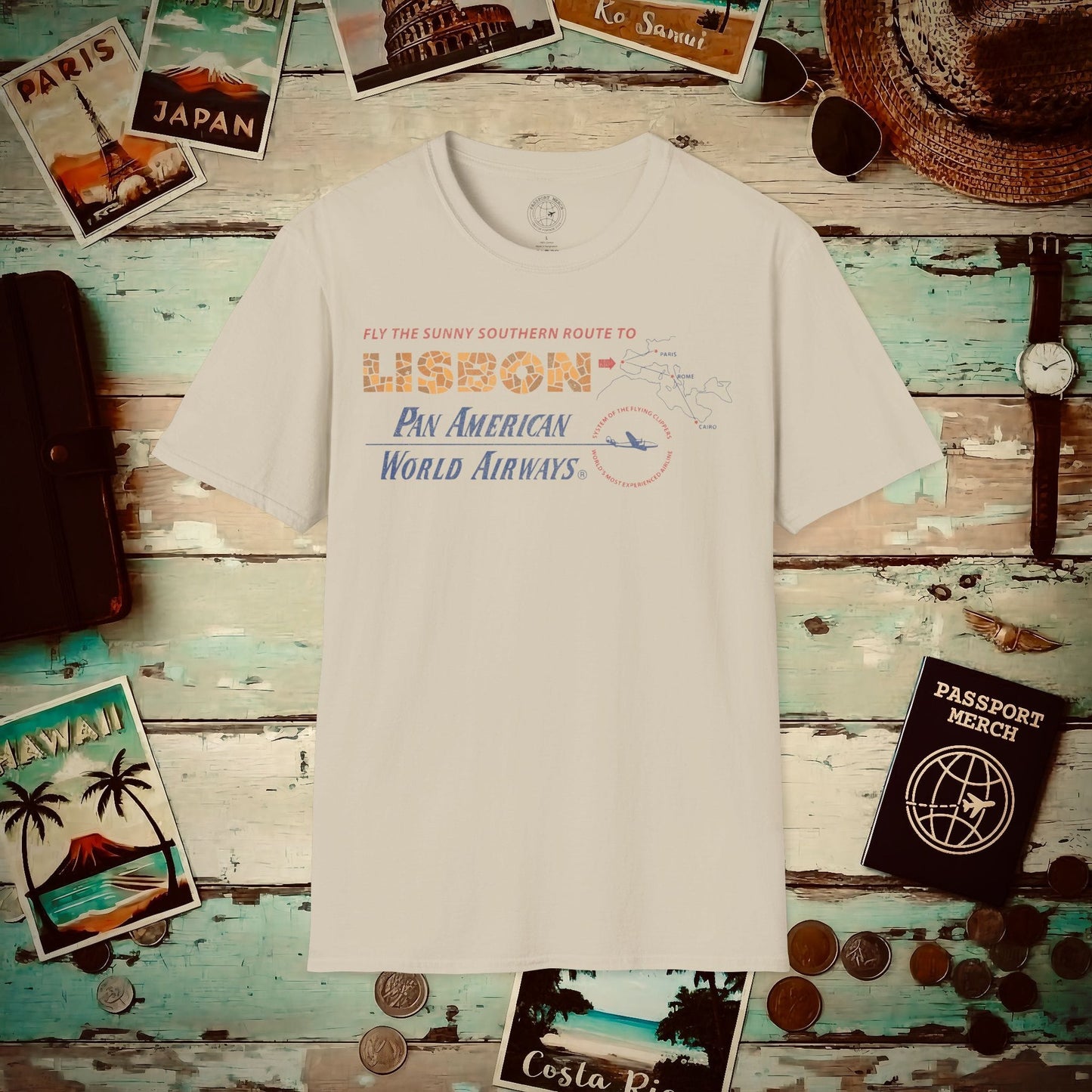 Pan Am Europe Sunny Southern Route (OFFICIAL) T-Shirt Sand / S