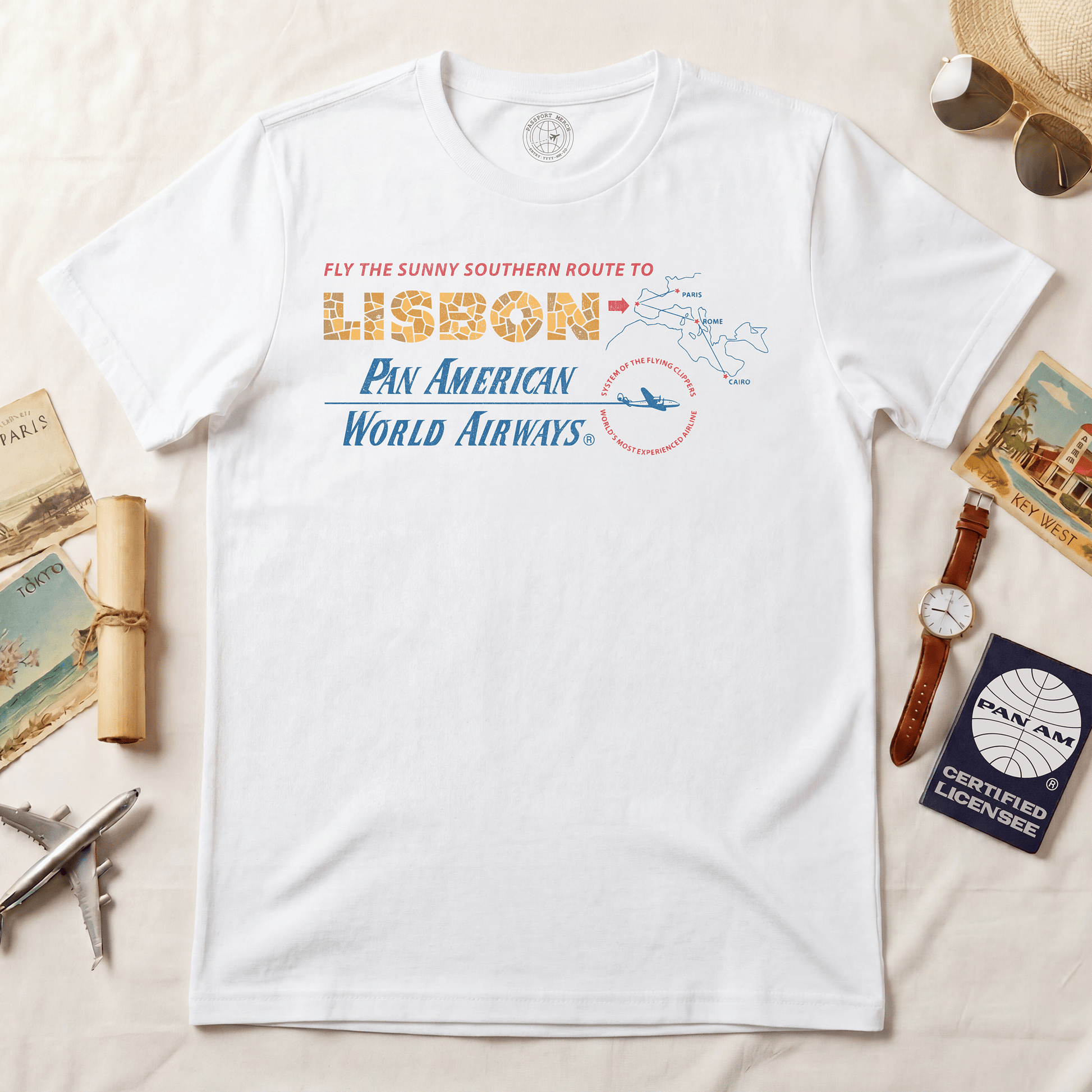 Pan Am Europe Sunny Southern Route (OFFICIAL) T-Shirt White / S
