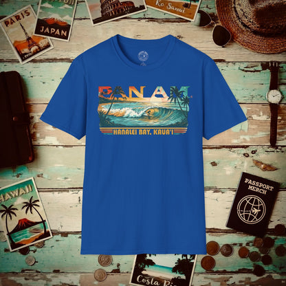 Pan Am Hanalei Bay, Kauai, Hawaii - Surf Retro (OFFICIAL) T-Shirt Royal / S