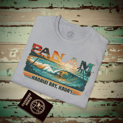 Pan Am Hanalei Bay, Kauai, Hawaii - Surf Retro (OFFICIAL) T-Shirt Sport Grey / S