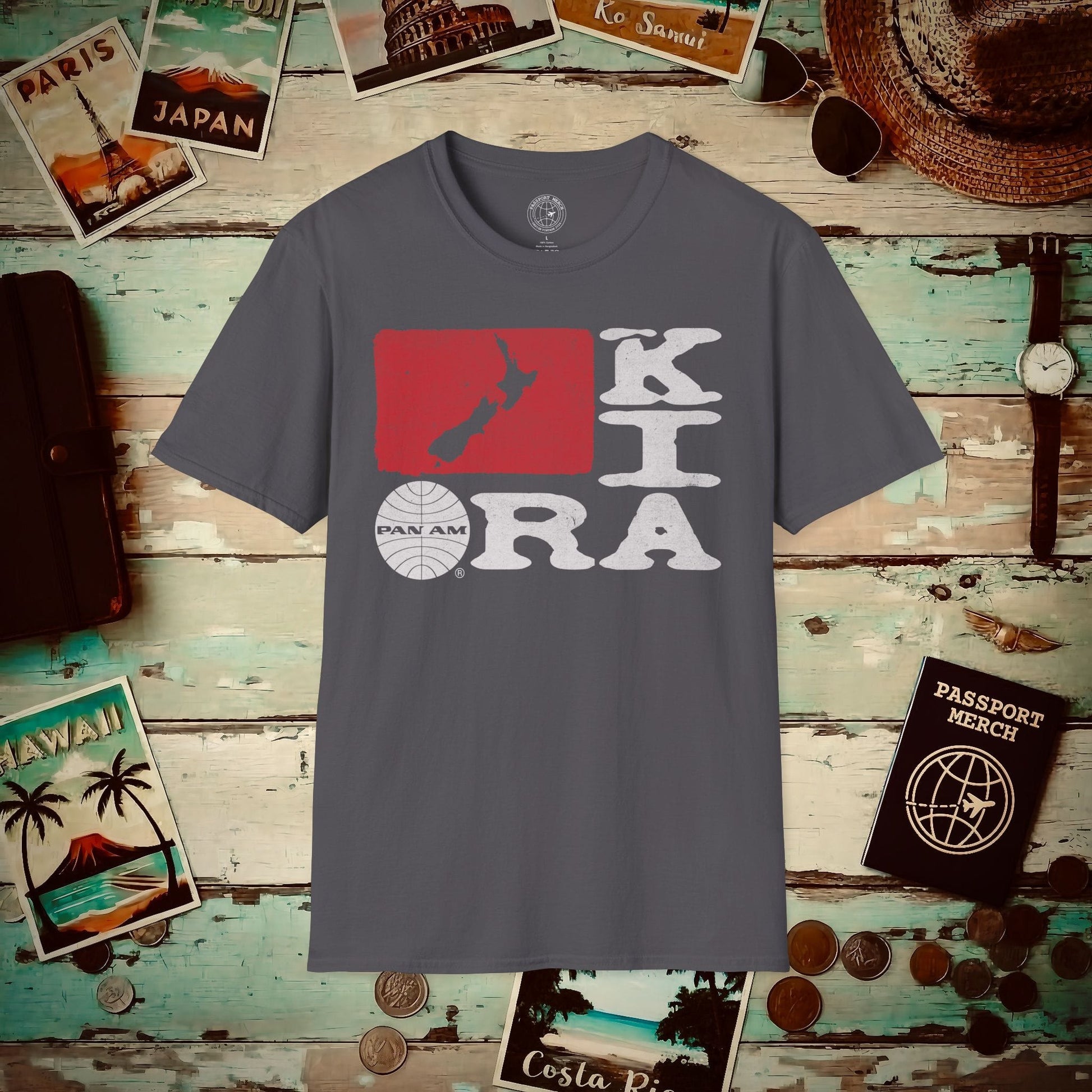 Pan Am Kia Ora, New Zealand (OFFICIAL) T-Shirt Charcoal / S