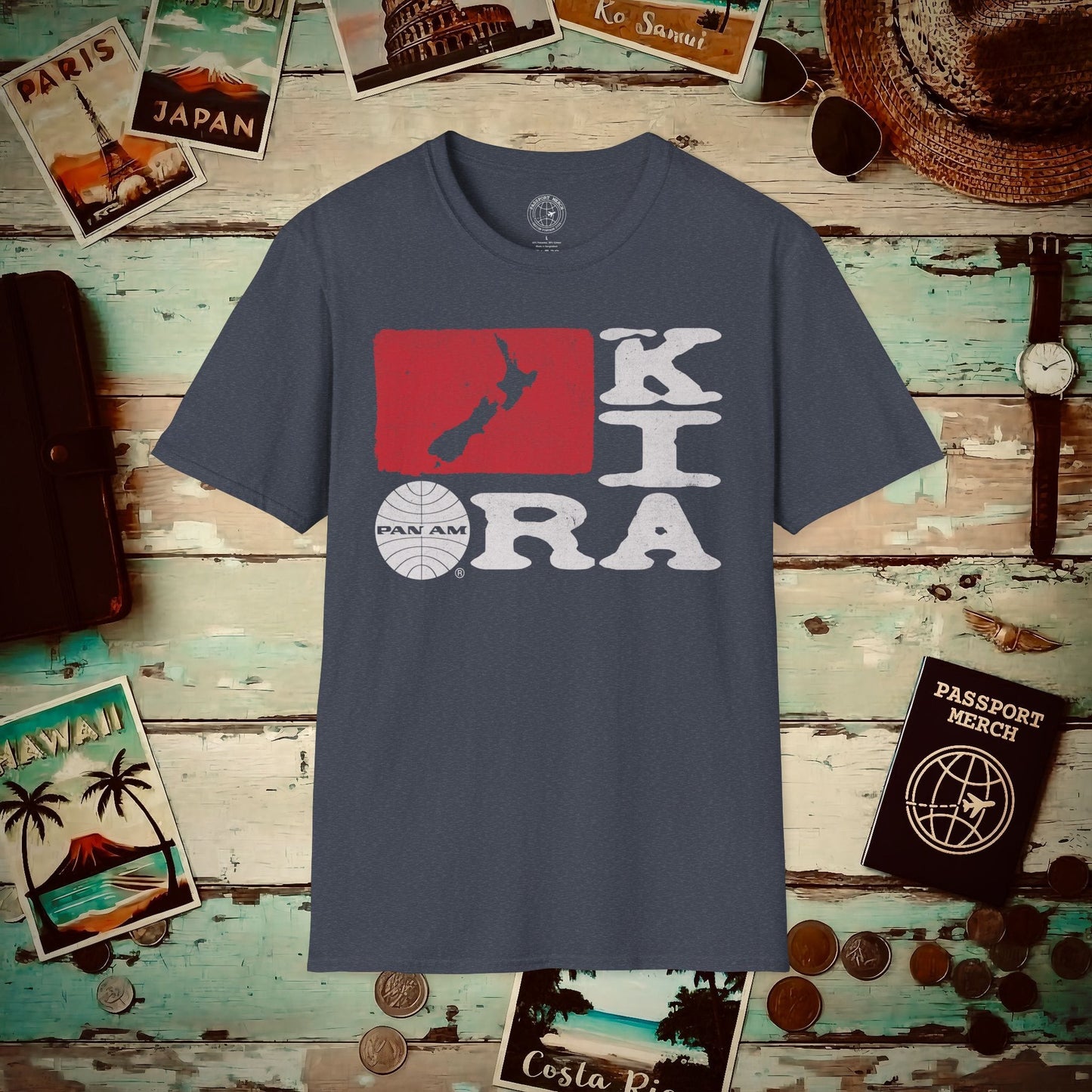Pan Am Kia Ora, New Zealand (OFFICIAL) T-Shirt Heather Navy / S