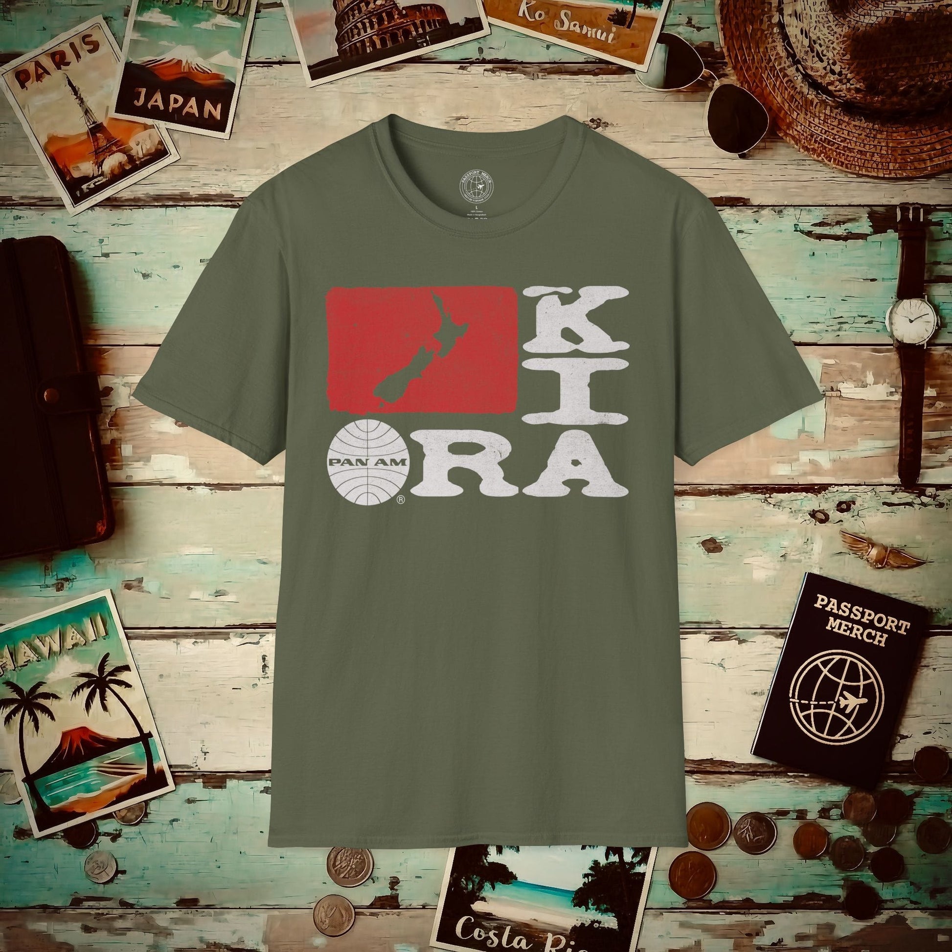 Pan Am Kia Ora, New Zealand (OFFICIAL) T-Shirt Military Green / S