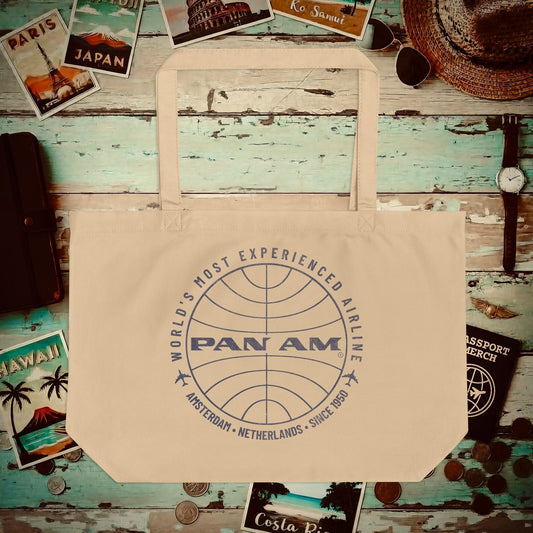 Pan Am Logo - Amsterdam, Netherlands (OFFICIAL) Organic Tote Oyster / One size