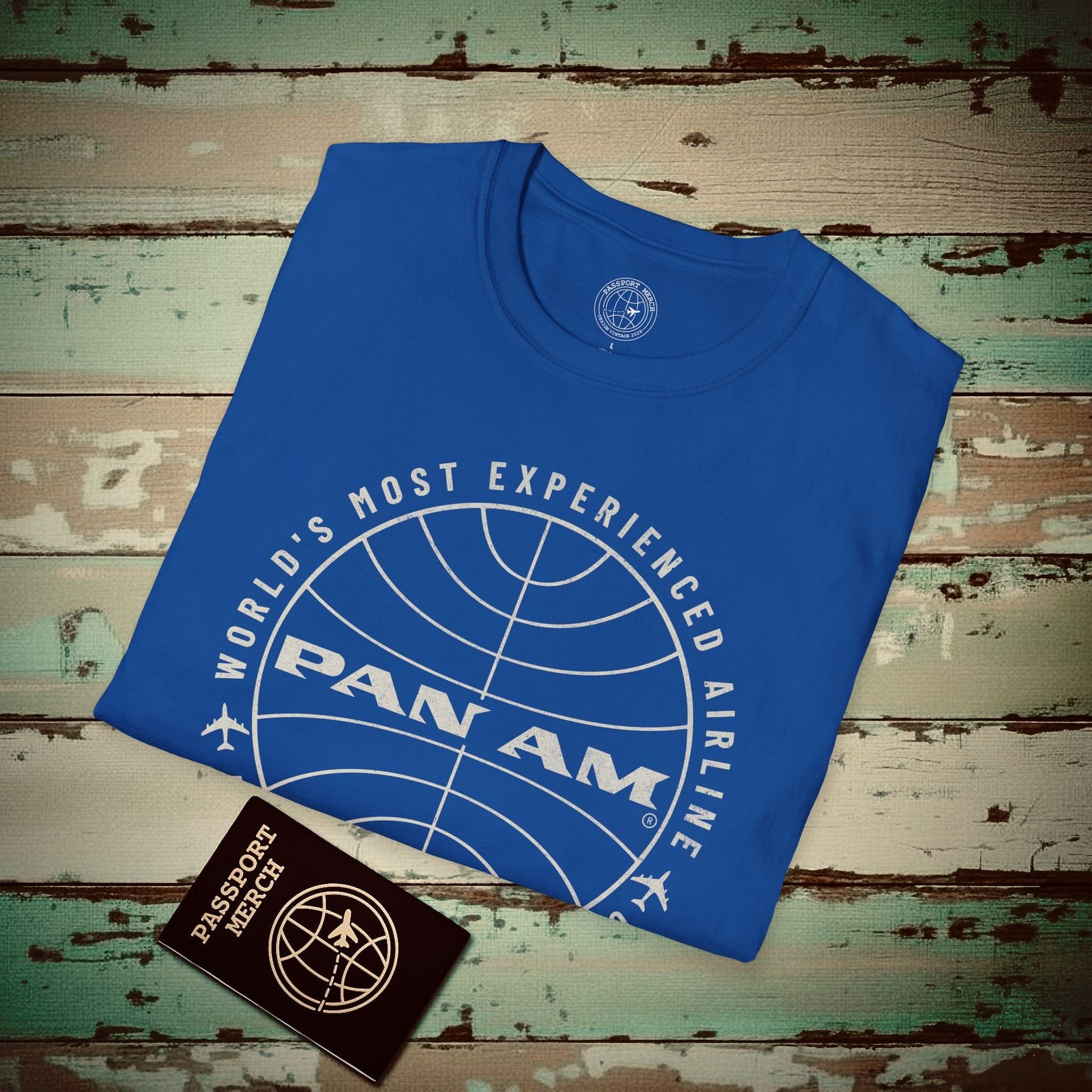 Pan Am Logo Inaugural Route - Amsterdam, Netherlands (OFFICIAL) T-Shirt Royal / S