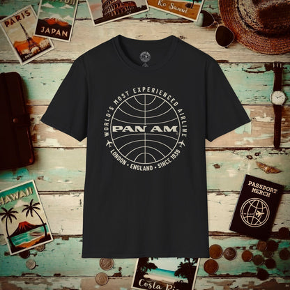 Pan Am Logo Inaugural Route - London, England (OFFICIAL) T-Shirt Black / S
