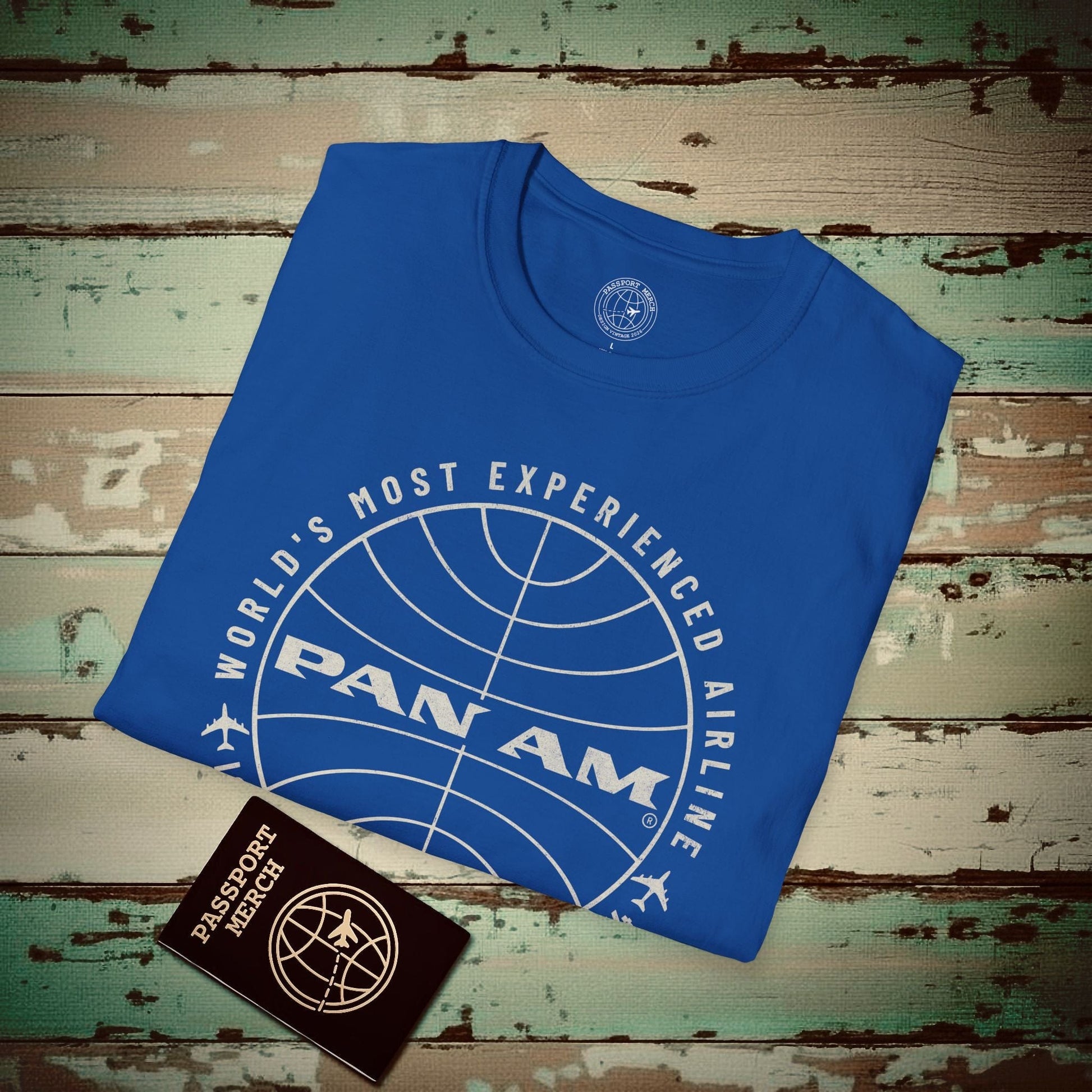 Pan Am Logo Inaugural Route - Los Angeles, California (OFFICIAL) T-Shirt Royal / S