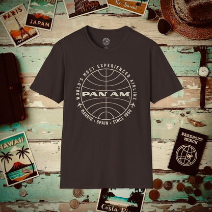 Pan Am Logo Inaugural Route - Madrid, Spain (OFFICIAL) T-Shirt Dark Chocolate / S