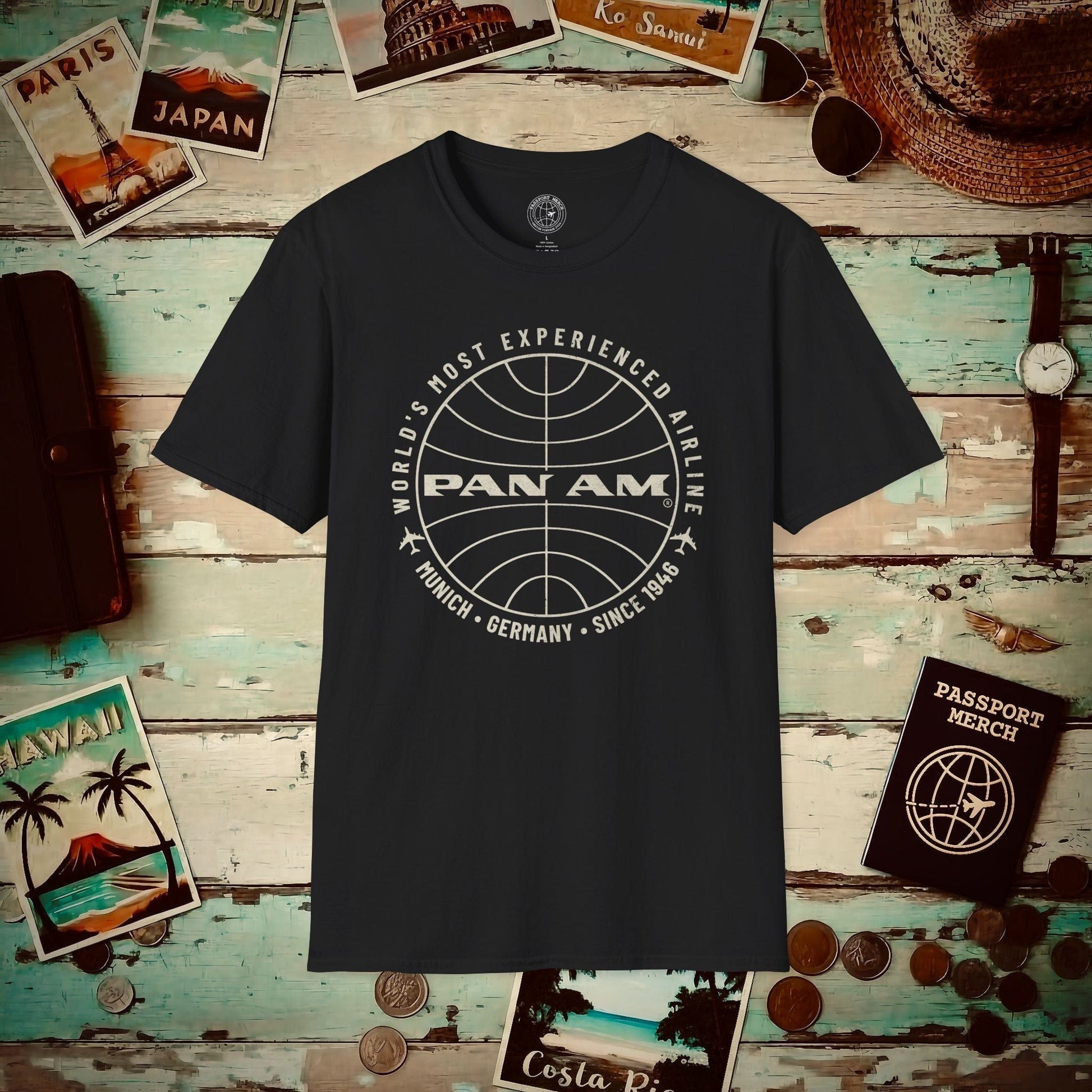 Pan Am Logo Inaugural Route - Munich, Germany (OFFICIAL) T-Shirt Black / S