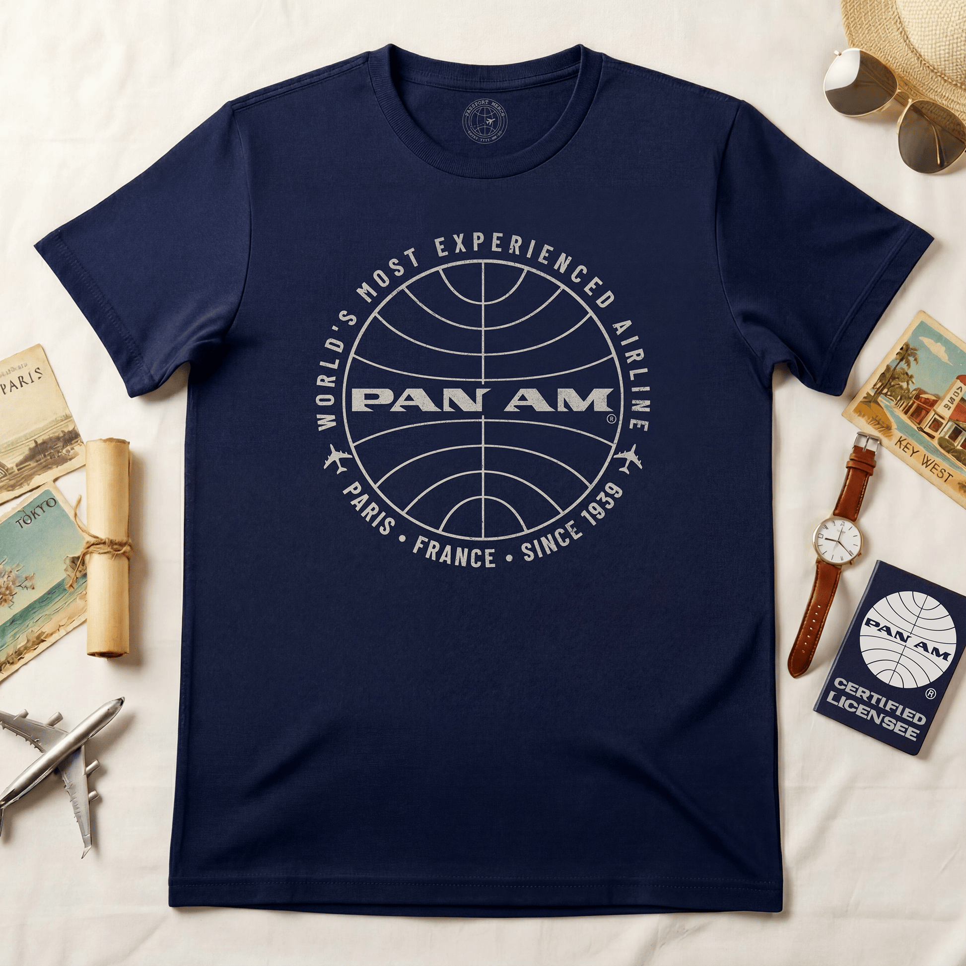 Pan Am Logo Inaugural Route - Paris, France (OFFICIAL) T-Shirt