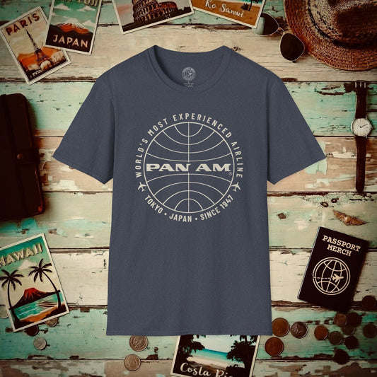 Pan Am Logo Inaugural Route - Tokyo, Japan (OFFICIAL) T-Shirt Heather Navy / S