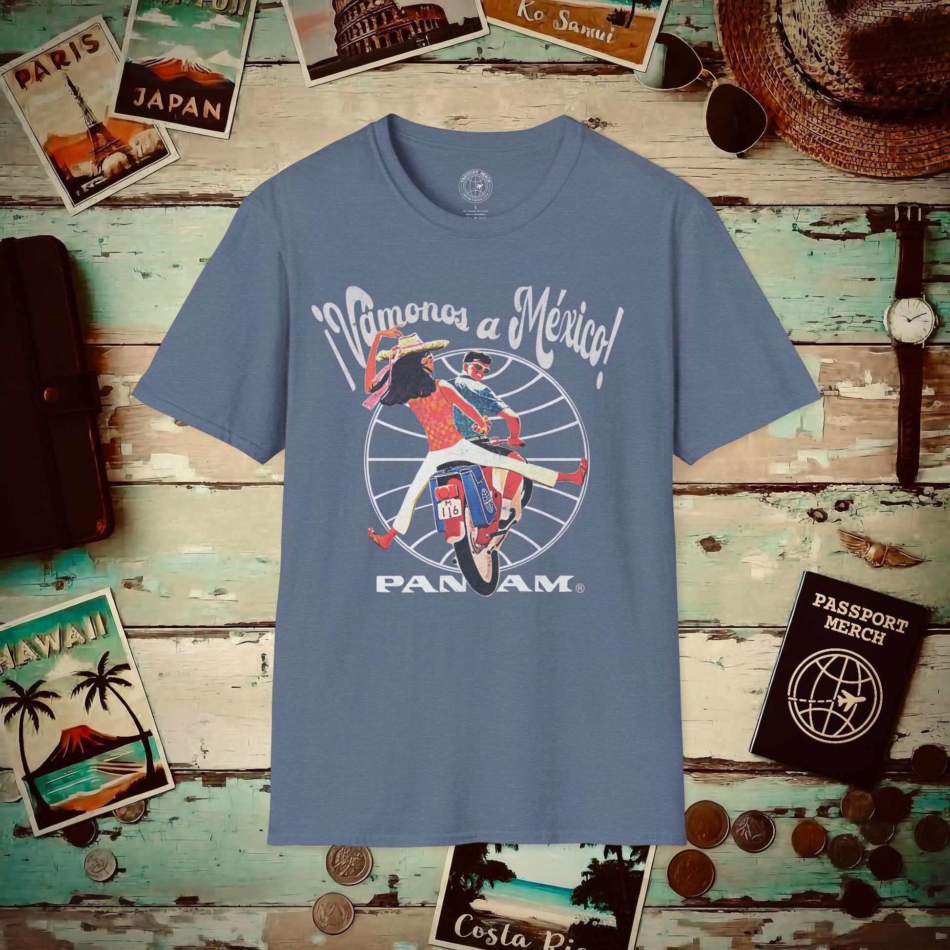Pan Am Vamonos a Mexico! (OFFICIAL) T-Shirt Heather Indigo / S