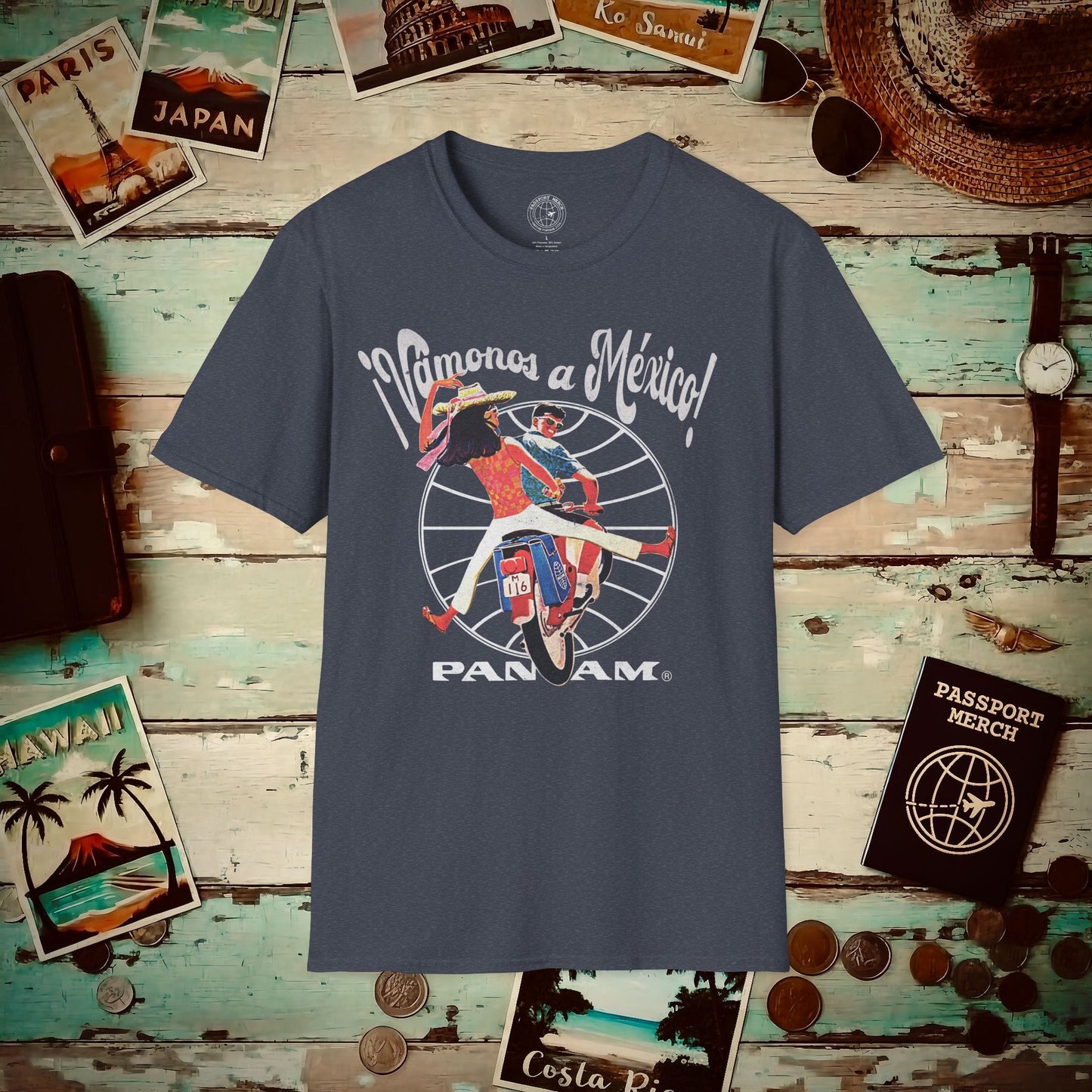 Pan Am Vamonos a Mexico! (OFFICIAL) T-Shirt Heather Navy / S