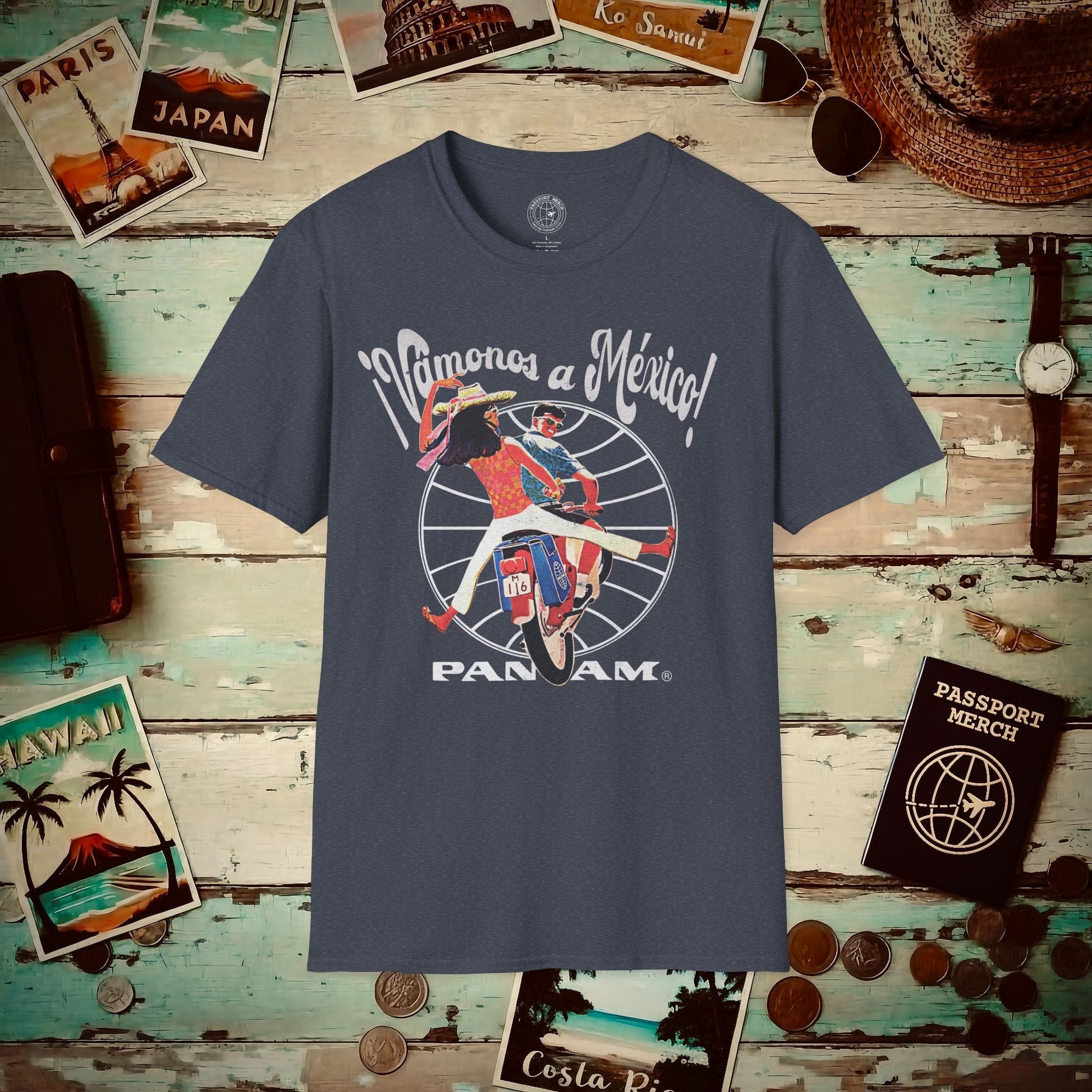 Pan Am Vamonos a Mexico! (OFFICIAL) T-Shirt Heather Navy / S