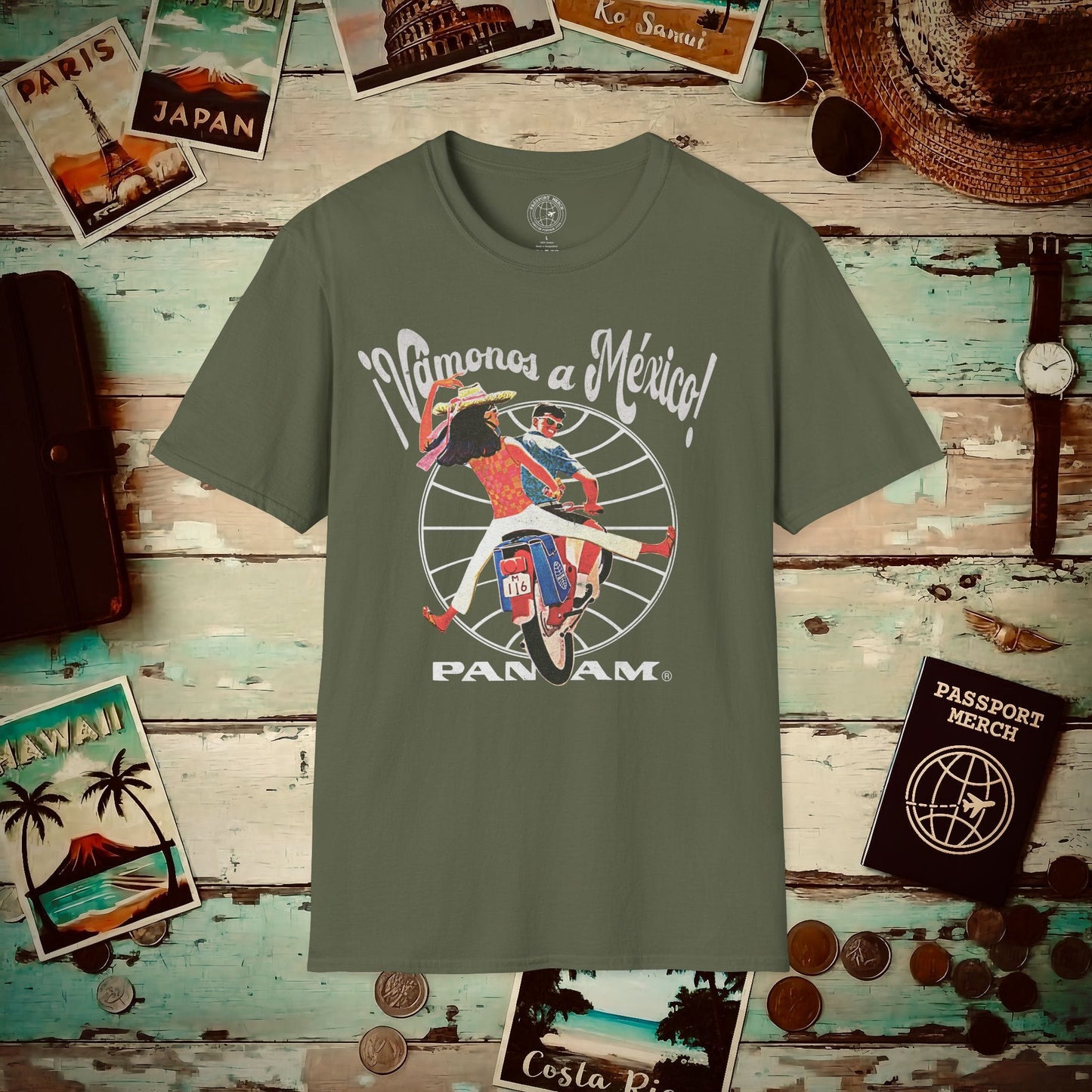Pan Am Vamonos a Mexico! (OFFICIAL) T-Shirt Military Green / S