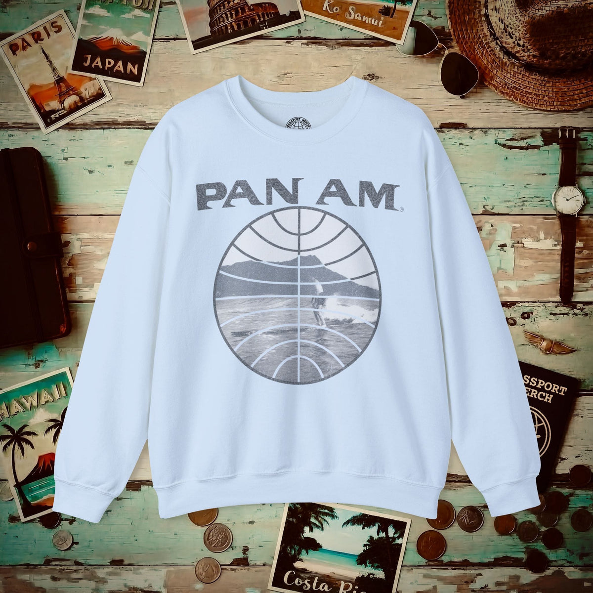 Pan Am Vintage Founder's Waikiki Surf (OFFICIAL) Crewneck S / Light Blue