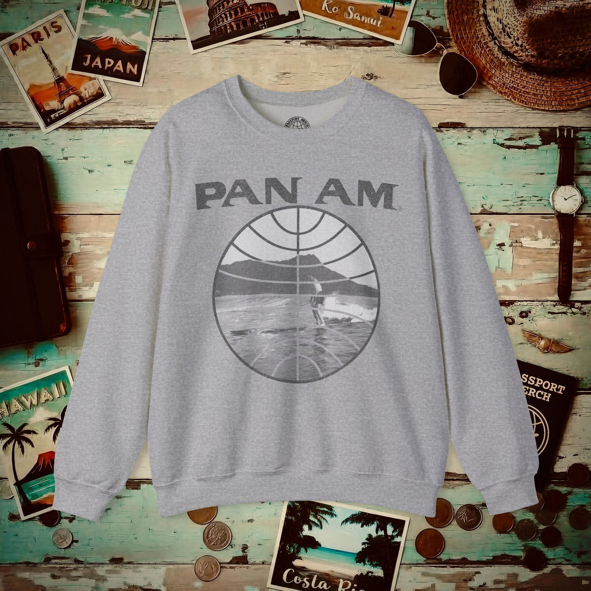 Pan Am Vintage Founder's Waikiki Surf (OFFICIAL) Crewneck S / Sport Grey