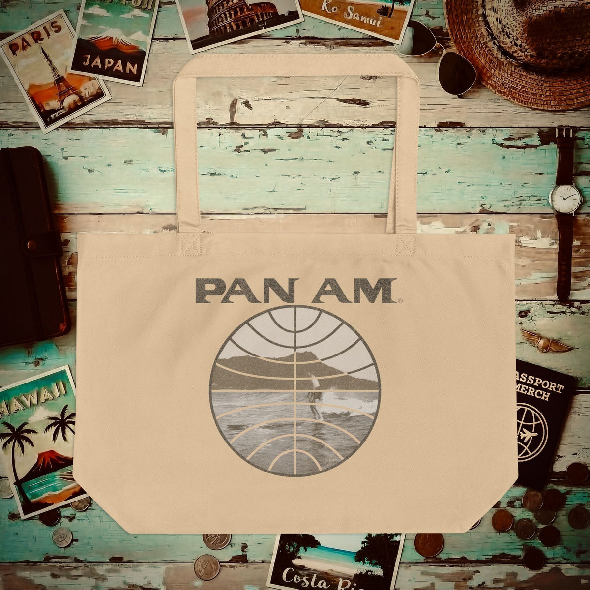 Pan Am Vintage Founder's Waikiki Surf (OFFICIAL) Organic Tote One size / Oyster