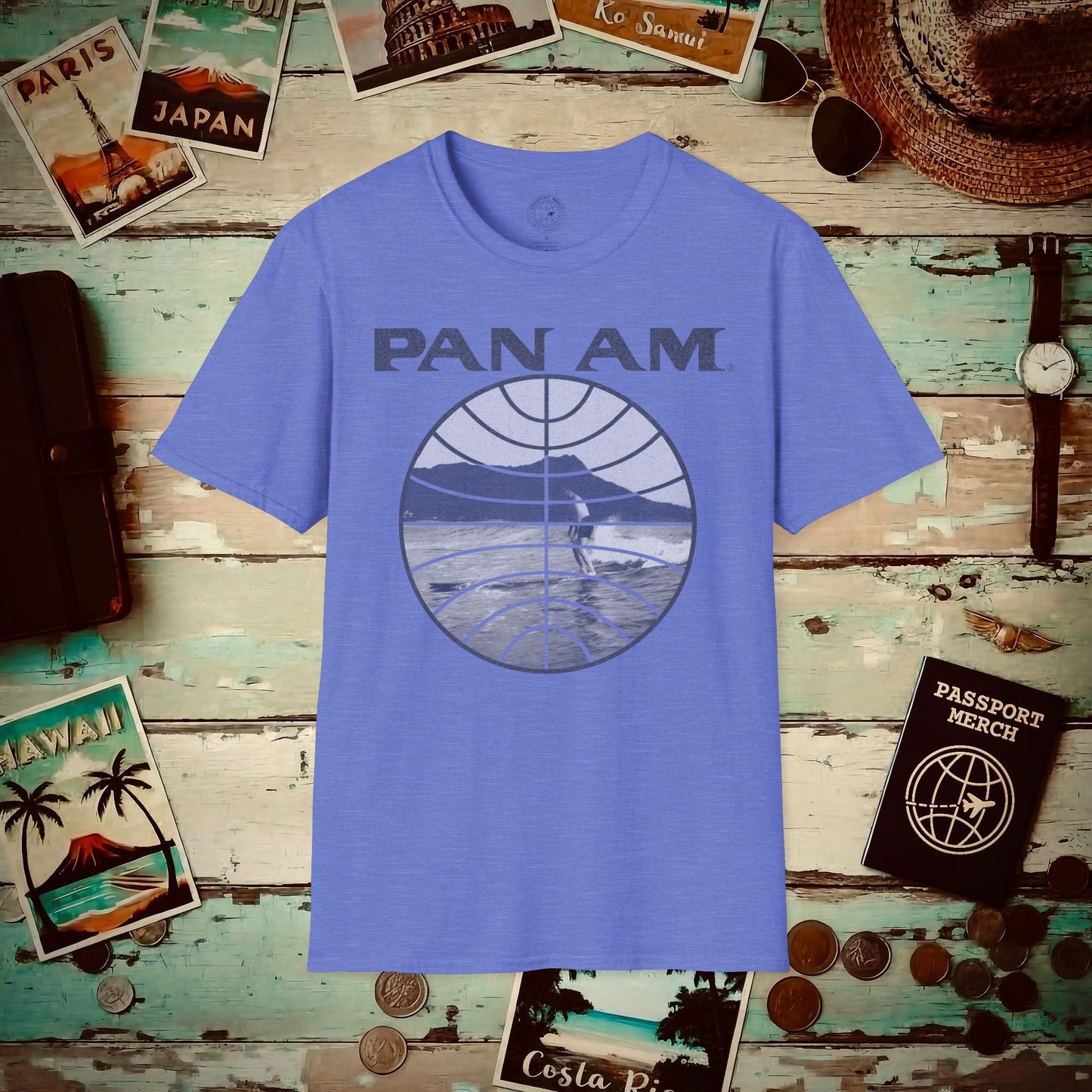 Pan Am Vintage Founder's Waikiki Surf (OFFICIAL) T-Shirt Heather Royal / S