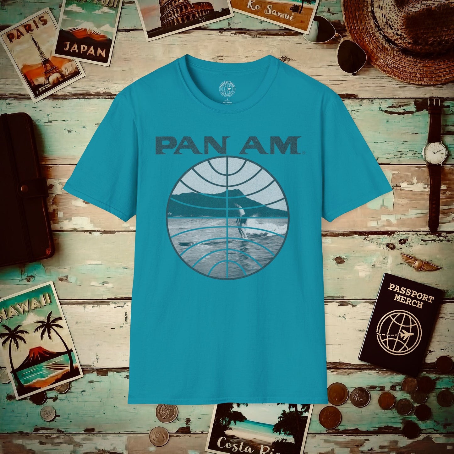 Pan Am Vintage Founder's Waikiki Surf (OFFICIAL) T-Shirt Tropical Blue / S