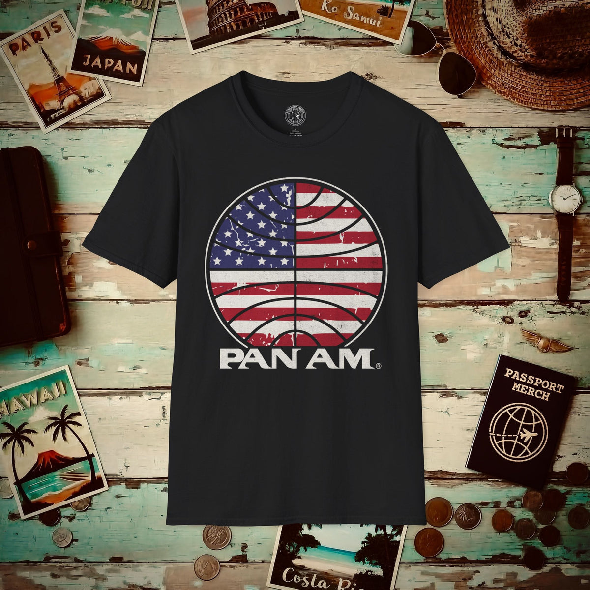 Pan Am Vintage Stars & Stripes (OFFICIAL) T-Shirt Black / S