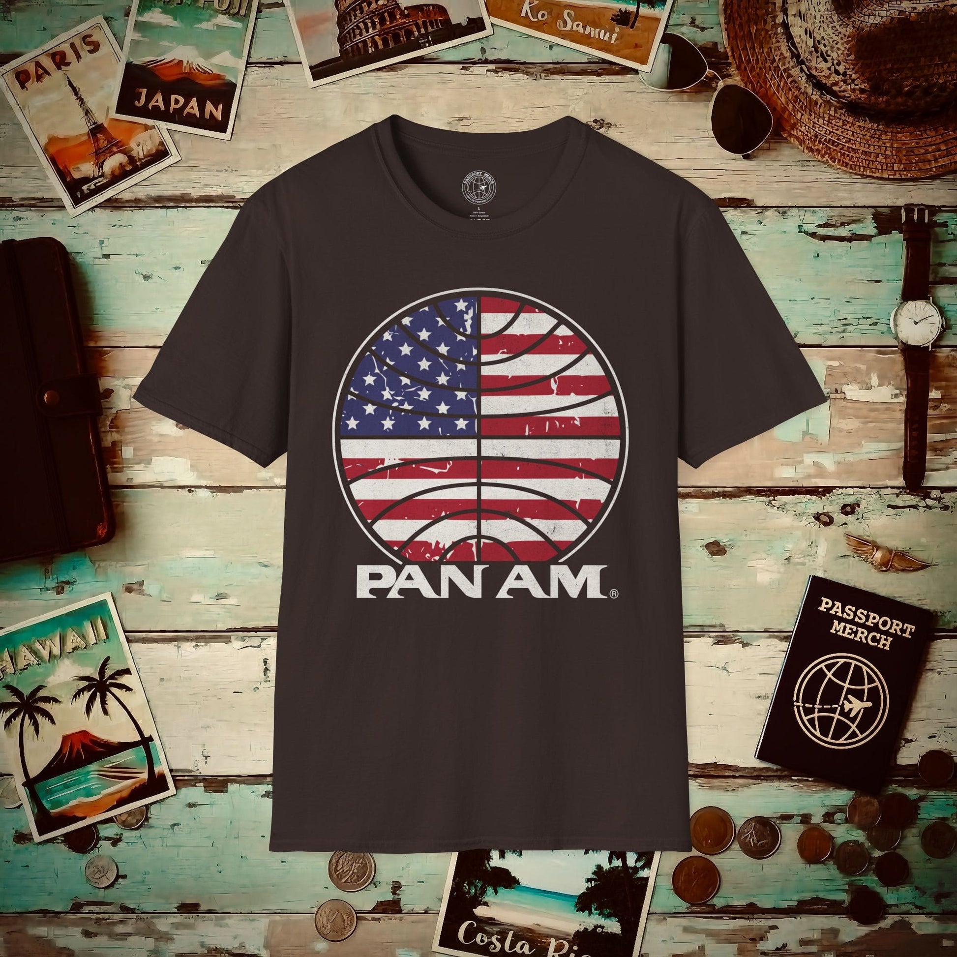 Pan Am Vintage Stars & Stripes (OFFICIAL) T-Shirt Dark Chocolate / S