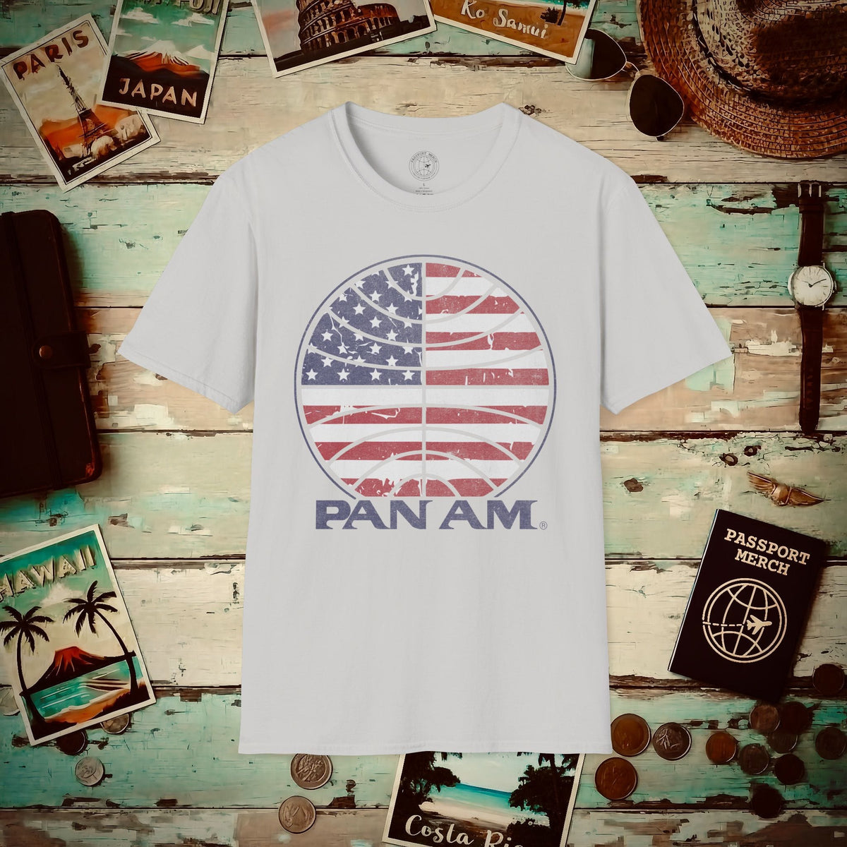 Pan Am Vintage Stars & Stripes (OFFICIAL) T-Shirt Ice Grey / S