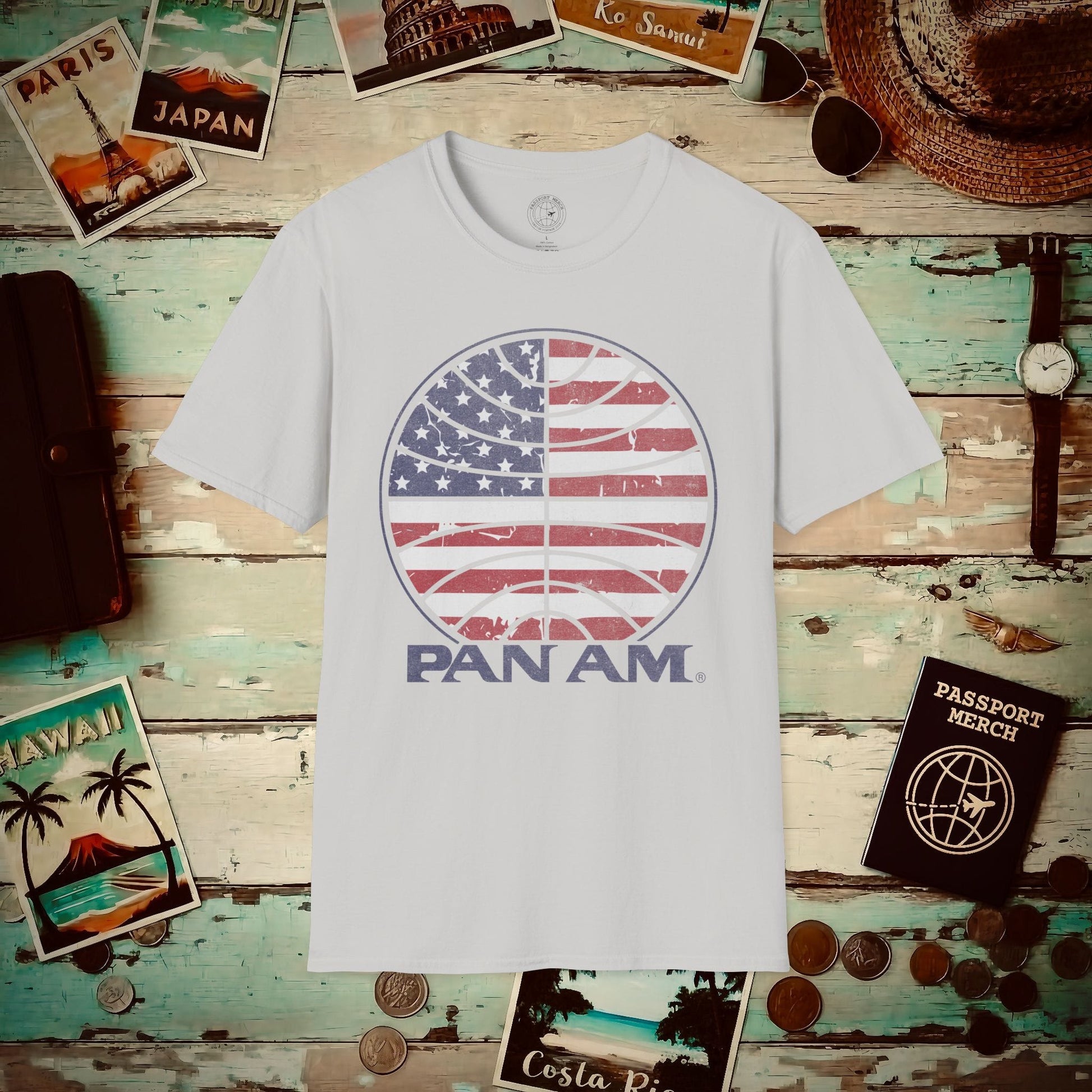 Pan Am Vintage Stars & Stripes (OFFICIAL) T-Shirt Ice Grey / S