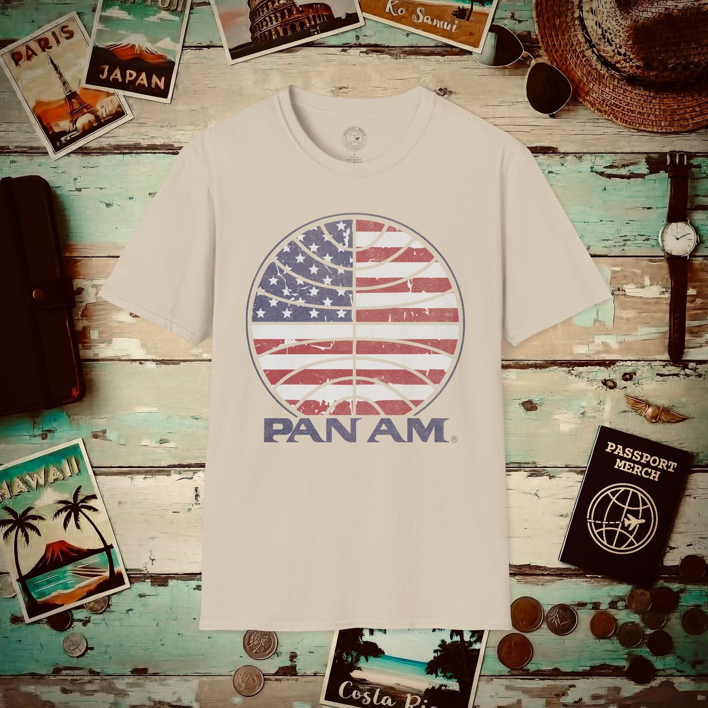 Pan Am Vintage Stars & Stripes (OFFICIAL) T-Shirt Sand / S