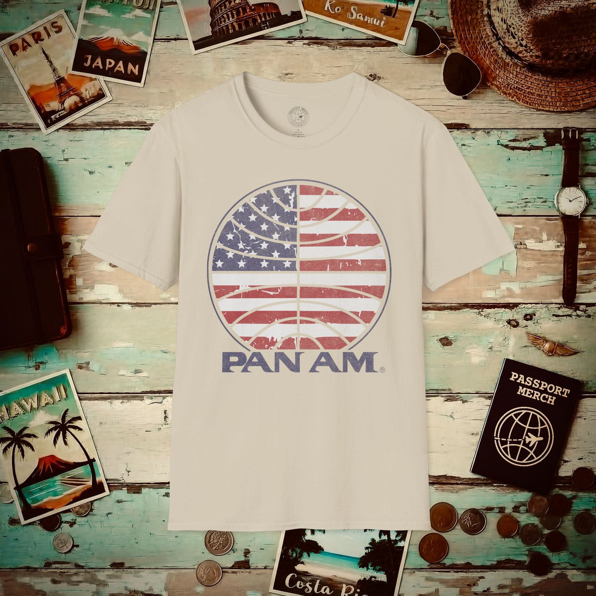Pan Am Vintage Stars & Stripes (OFFICIAL) T-Shirt Sand / S