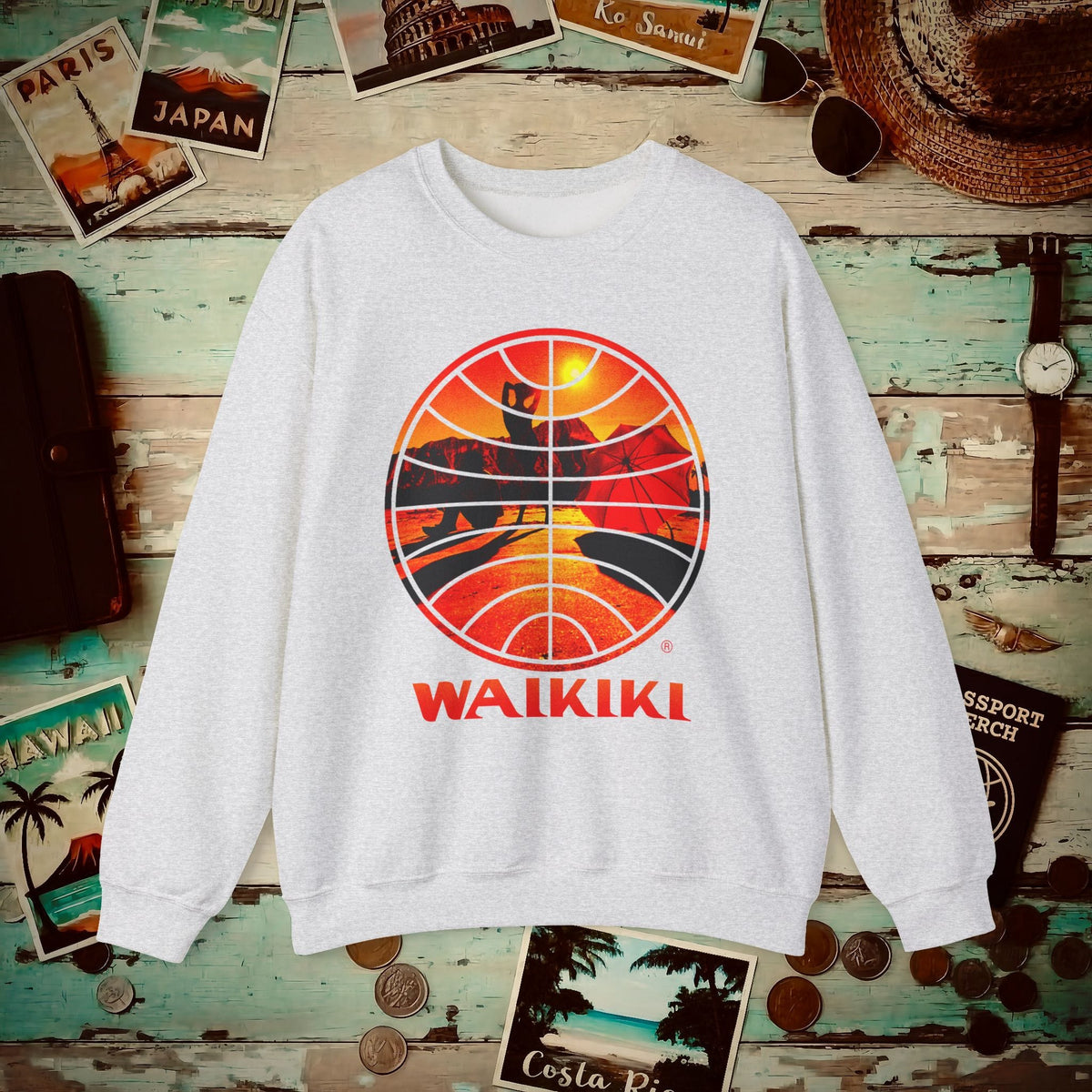 Pan Am Waikiki Visions, Hawaii (OFFICIAL) Crewneck S / Ash