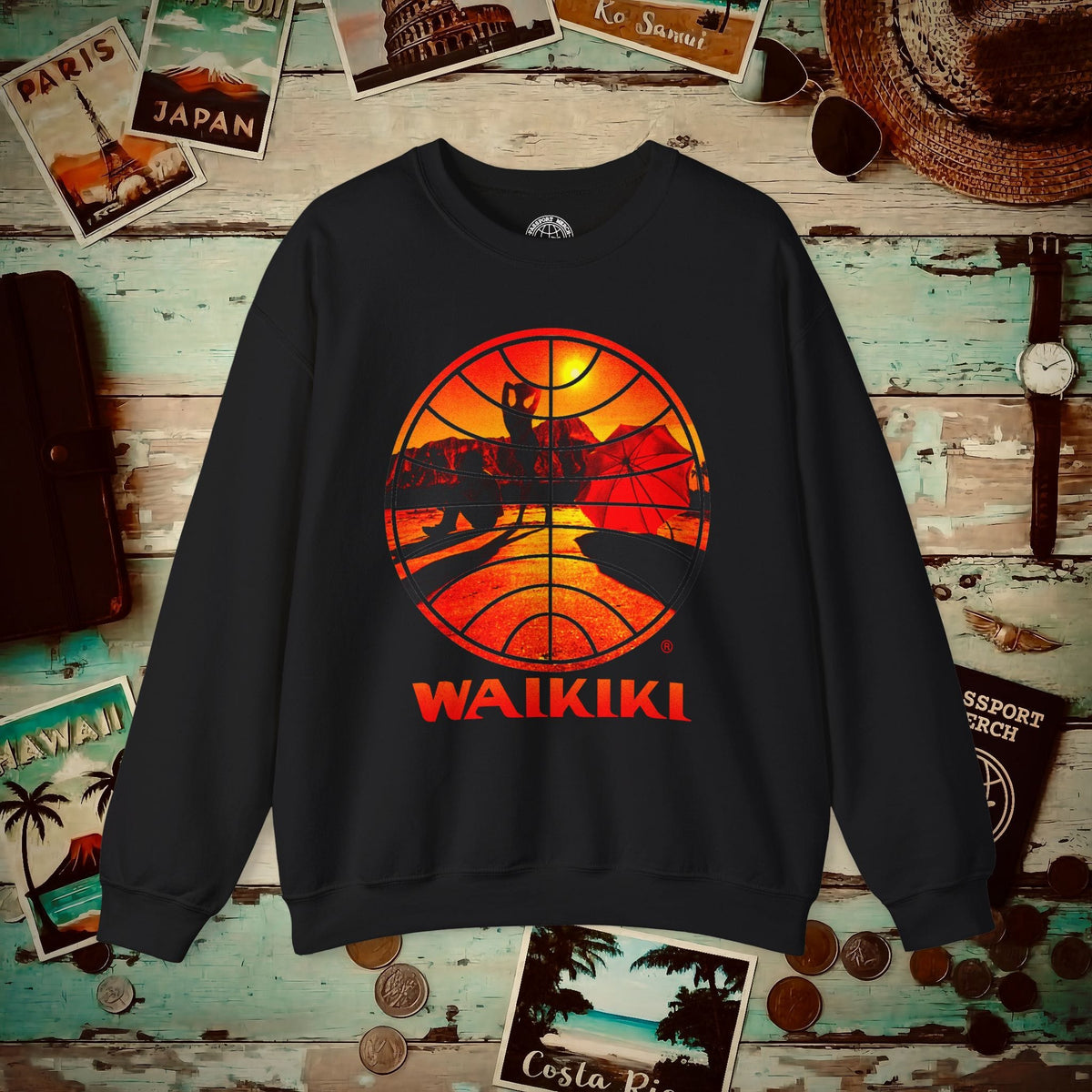 Pan Am Waikiki Visions, Hawaii (OFFICIAL) Crewneck S / Black