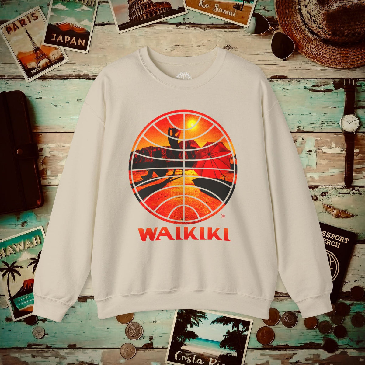 Pan Am Waikiki Visions, Hawaii (OFFICIAL) Crewneck S / Sand