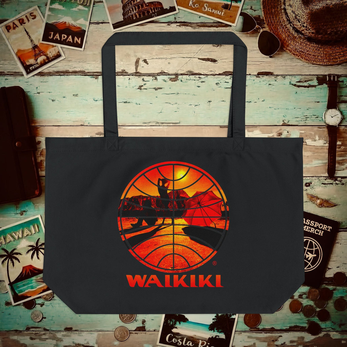 Pan Am Waikiki Visions, Hawaii (OFFICIAL) Organic Tote Black / One size