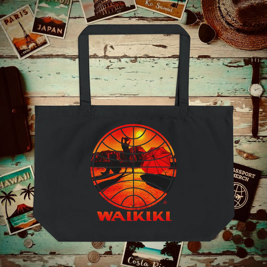 Pan Am Waikiki Visions, Hawaii (OFFICIAL) Organic Tote Black / One size