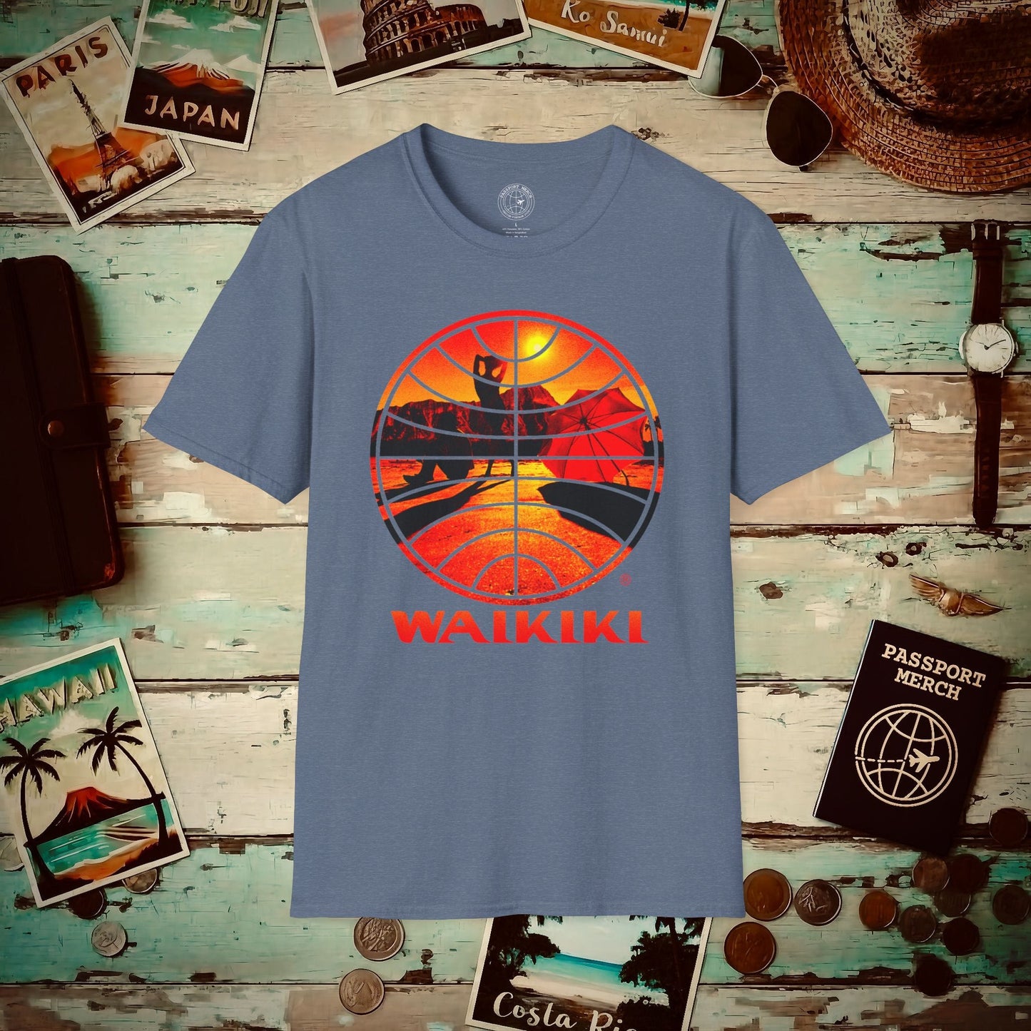 Pan Am Waikiki Visions, Hawaii (OFFICIAL) T-Shirt Heather Indigo / S