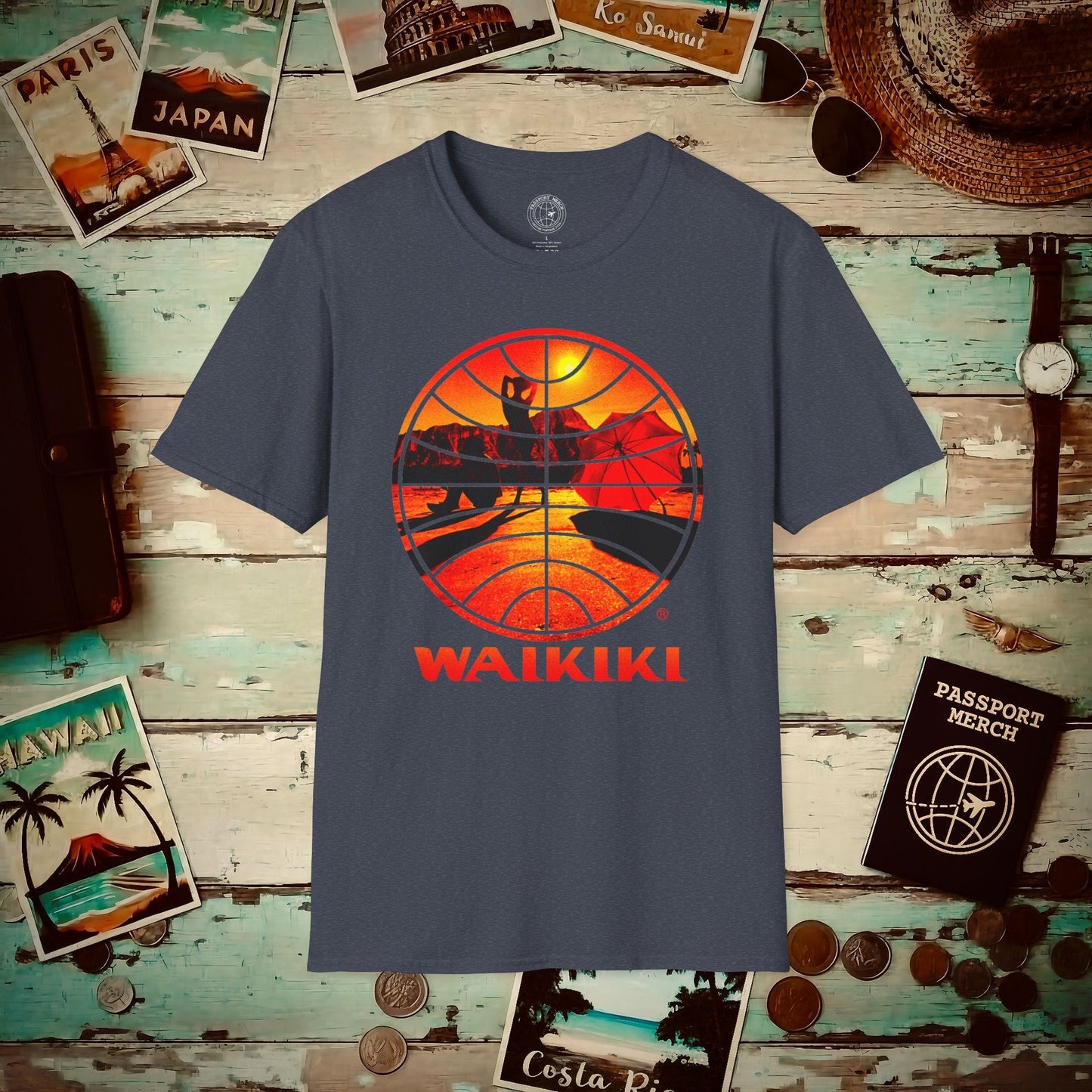 Pan Am Waikiki Visions, Hawaii (OFFICIAL) T-Shirt Heather Navy / S