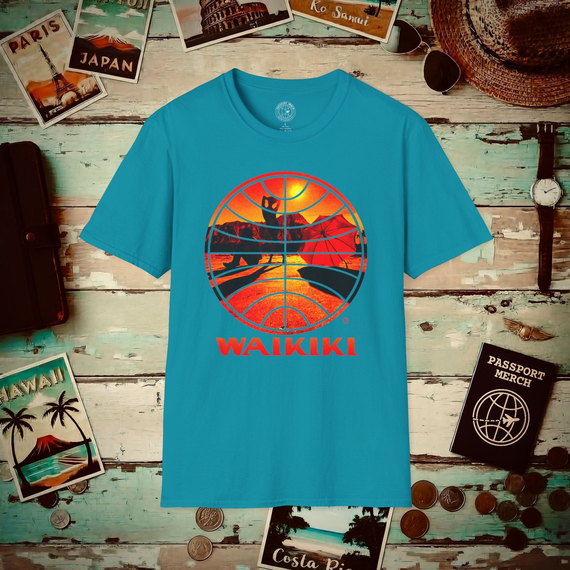 Pan Am Waikiki Visions, Hawaii (OFFICIAL) T-Shirt Tropical Blue / S