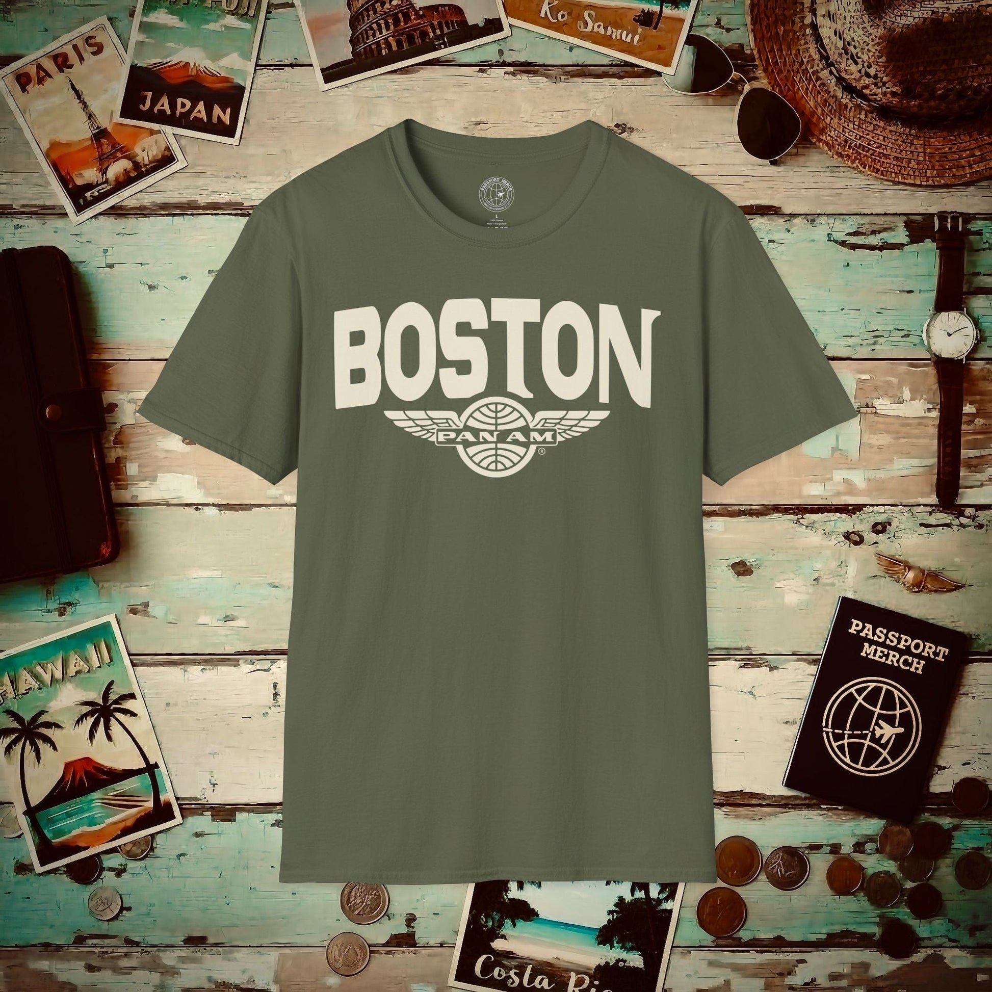 Pan Am Wings, Boston, Massachusetts (OFFICIAL) T-Shirt Military Green / S