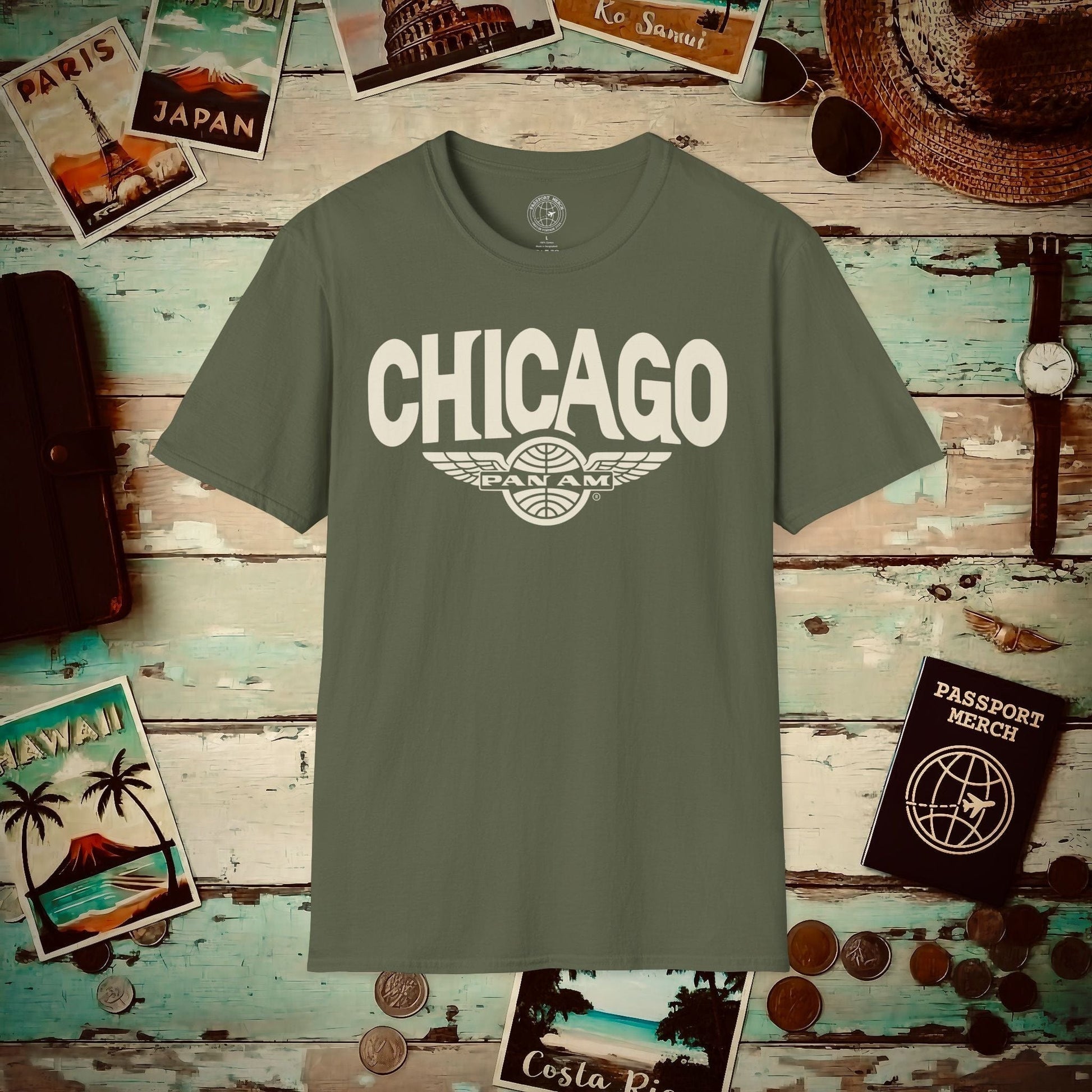 Pan Am Wings, Chicago, Illinois (OFFICIAL) T-Shirt Military Green / S