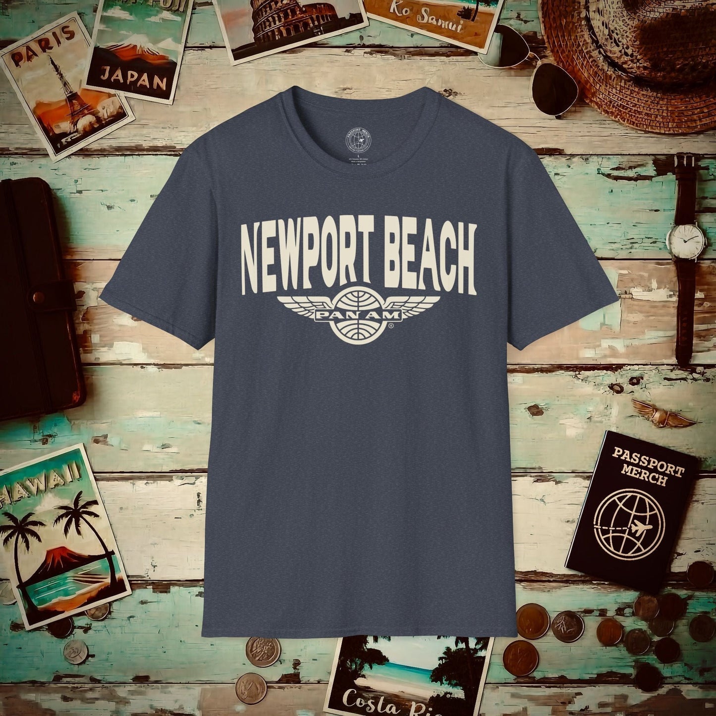 Pan Am Wings, Newport Beach California (OFFICIAL) T-Shirt Heather Navy / S
