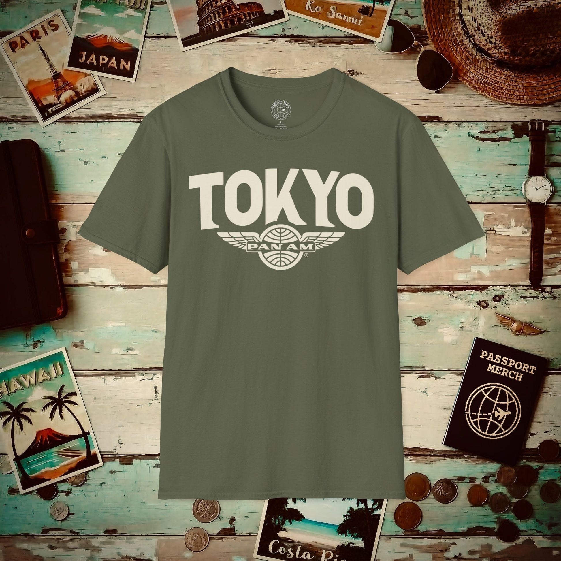 Pan Am Wings, Tokyo, Japan (OFFICIAL) T-Shirt Military Green / S