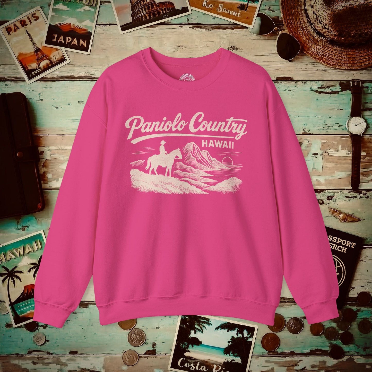 Paniolo Country Vintage Monochrome, Hawaii Crewneck Heliconia / S